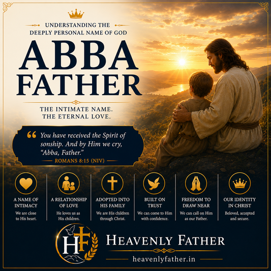 Abba Father — the intimate, loving name of God reflecting a child's trust and closeness with their Heavenly Father, Romans 8:15
