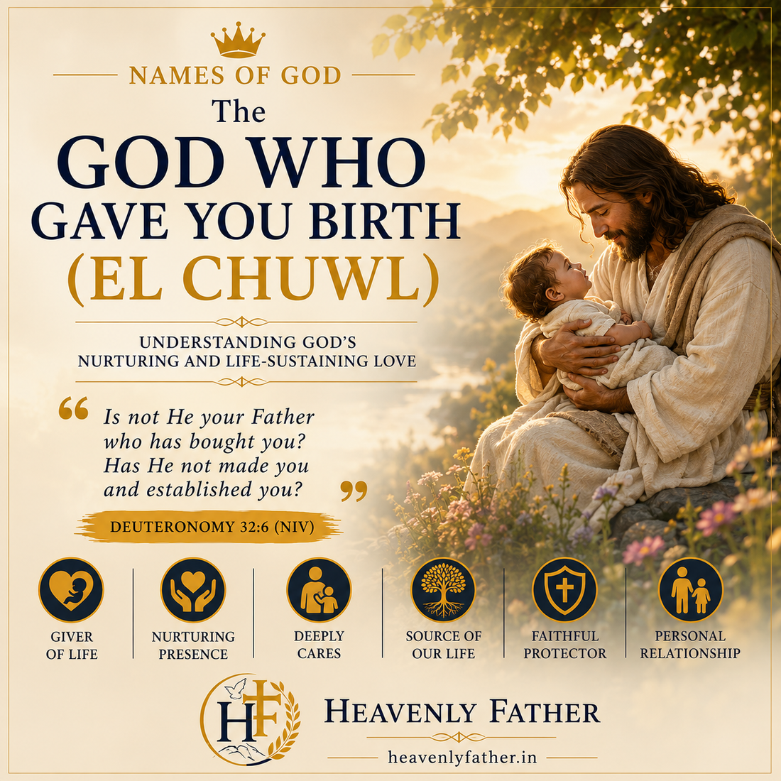 El Chuwl the God who gave you birth — His nurturing, compassionate love sustaining every life from birth to old age, Isaiah 46:4