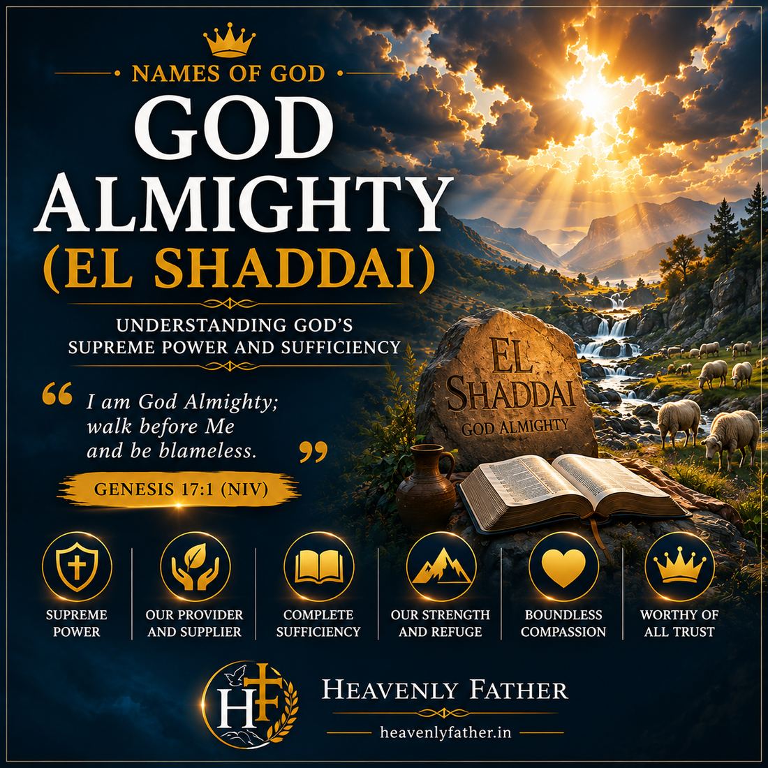 El Shaddai God Almighty — His supreme power, provision, and protection for all who trust in Him, Psalm 91:1